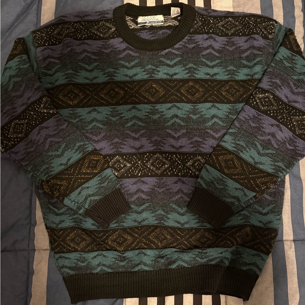 Vintage Patterned Knit Sweater